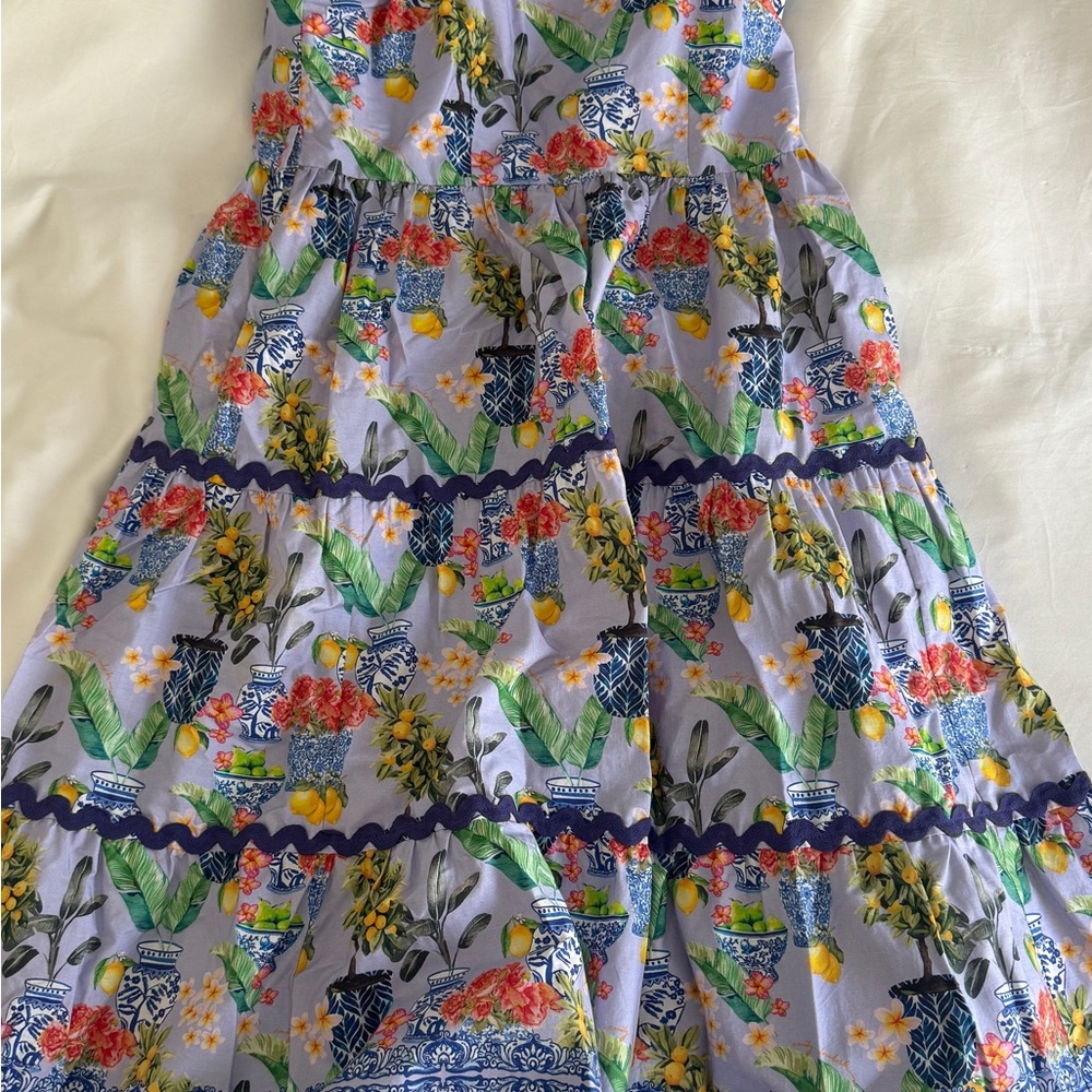 Floral Midi Dress - Green and Purple
